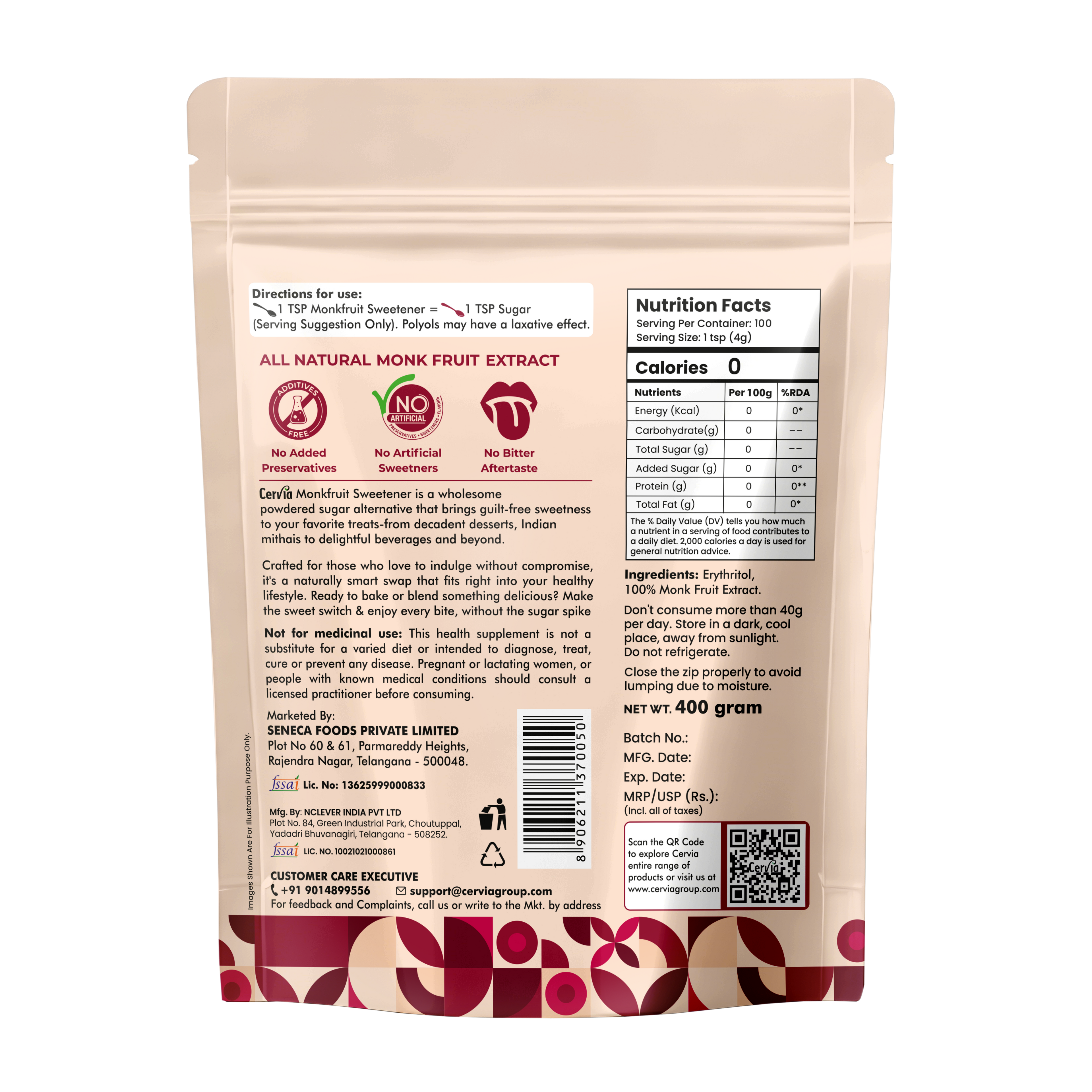Cervia Monk Fruit Powder 400gm