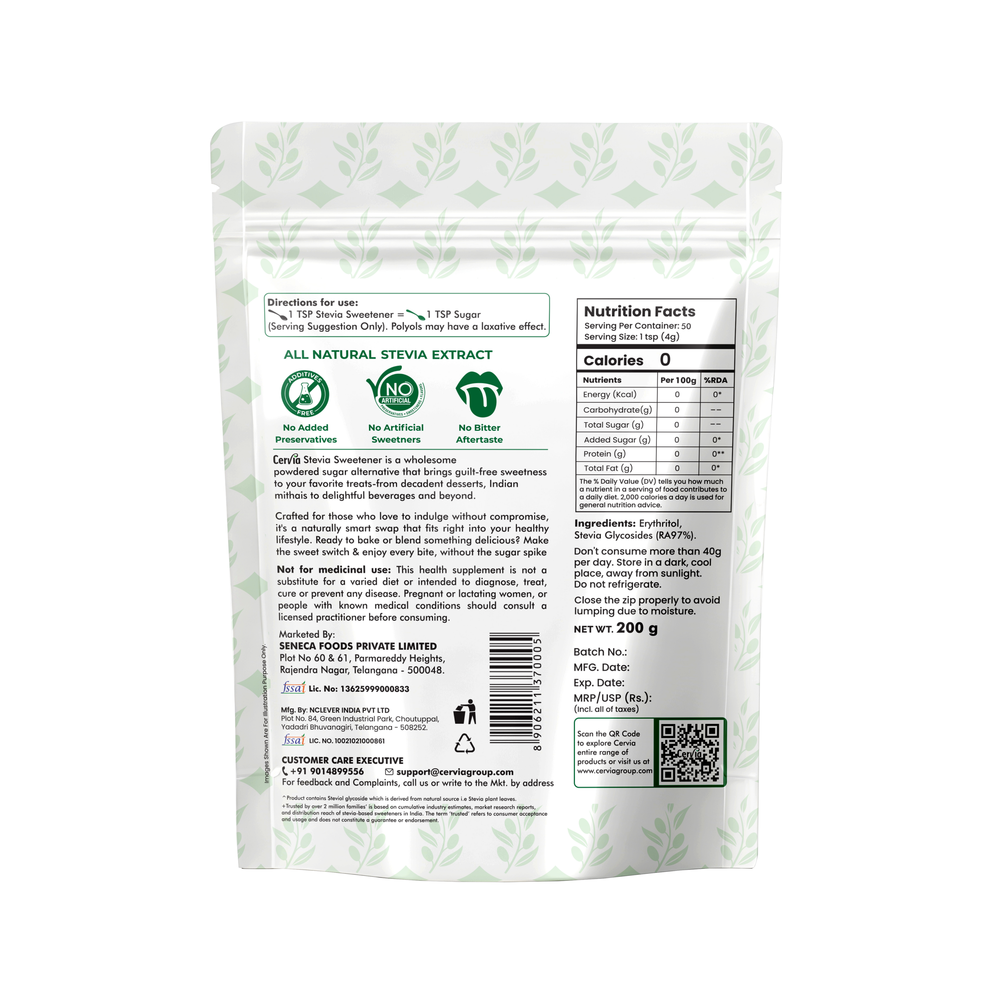 Cervia Stevia Fruit Powder 200gm