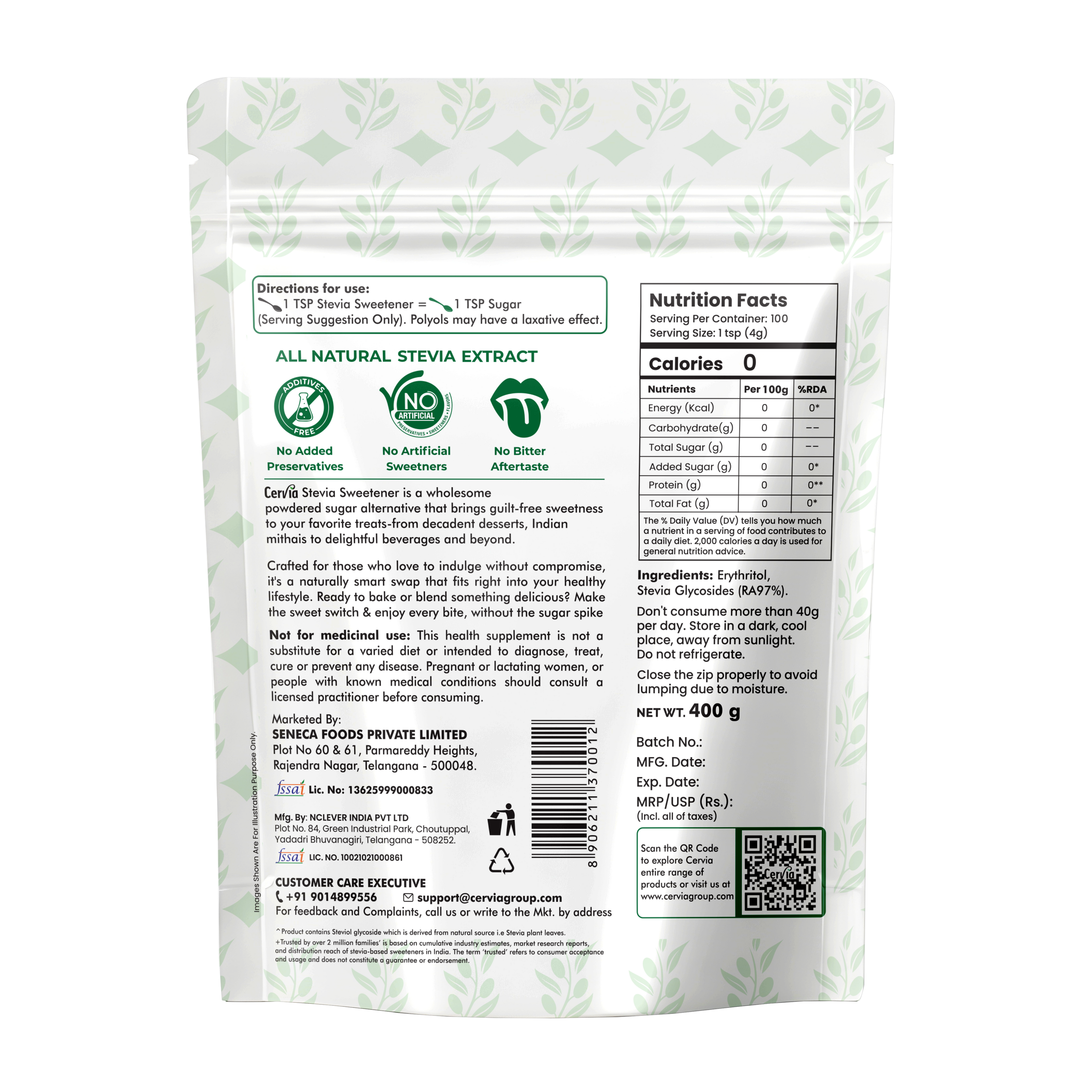 Cervia Stevia Fruit Powder 400gm